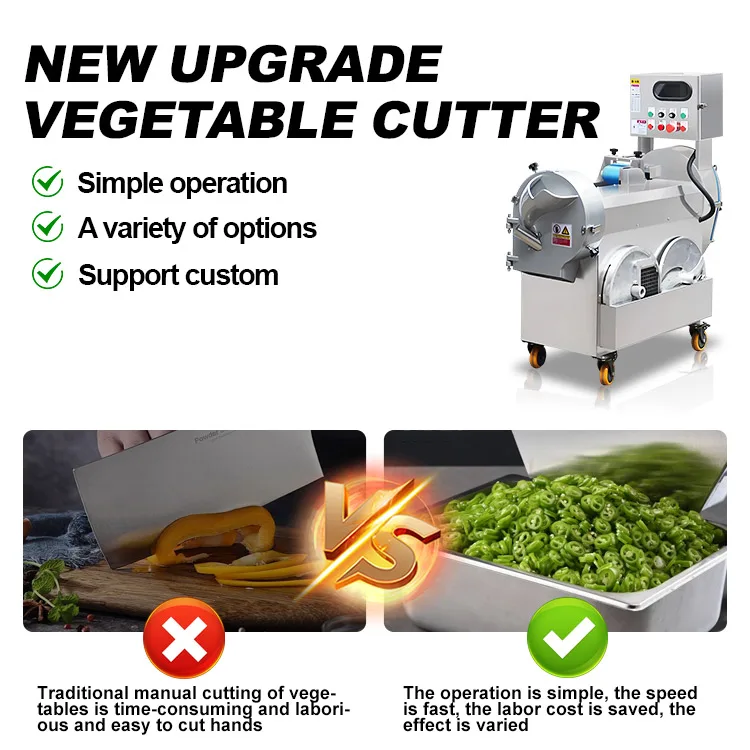 Fully Automatic New Vegetable Cutter Efficiently Slicing Vegetables Into Various Shapes Sizes and Ingredients