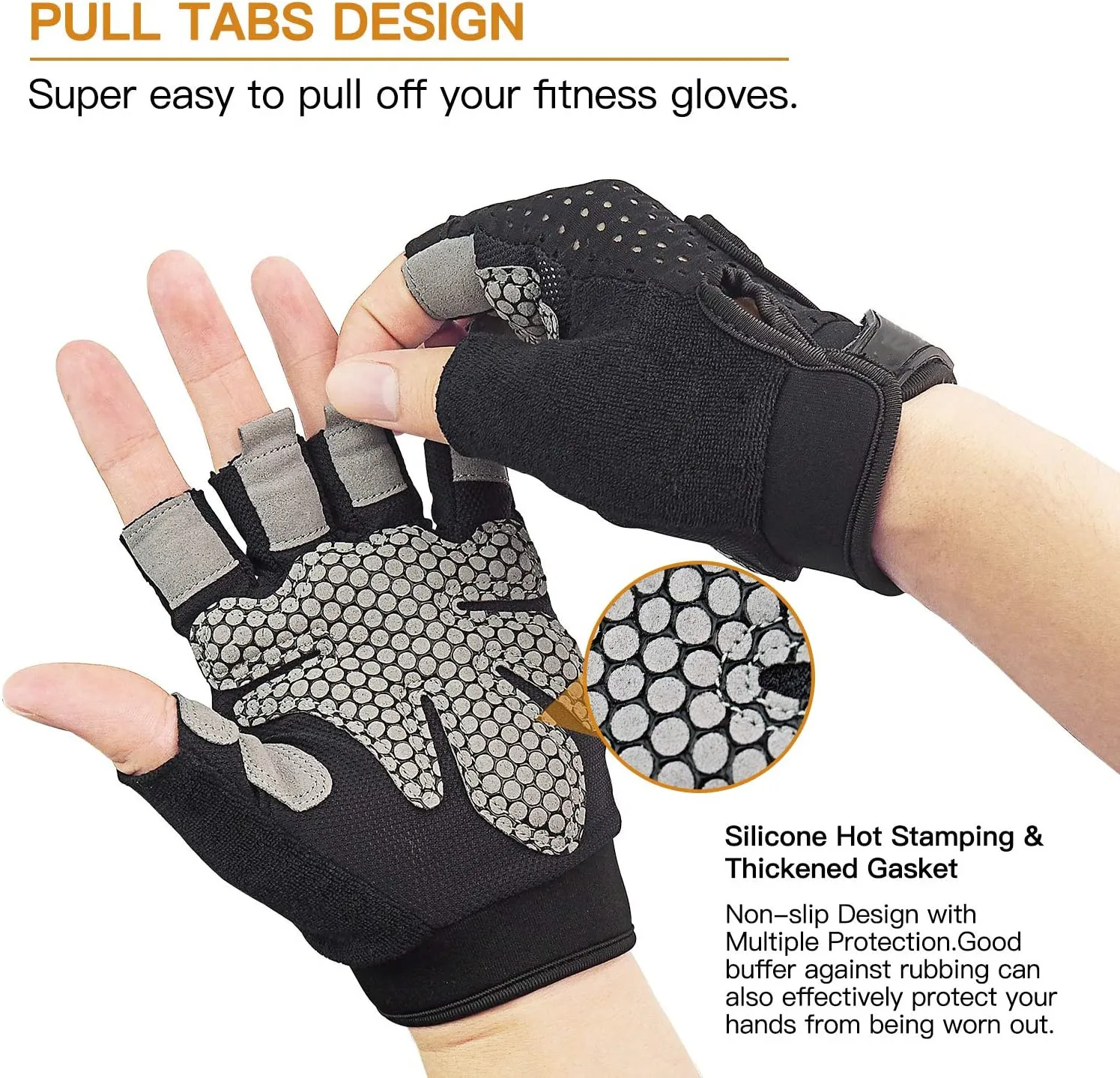 Weight Lifting Gym Workout Gloves with Wrist Wrap Support for Men