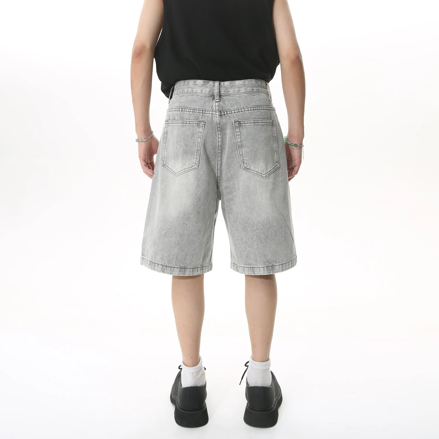 Hoge kwaliteit retro baggy denim shorts jeans heren losse pasvorm heren jorts_voghion.com