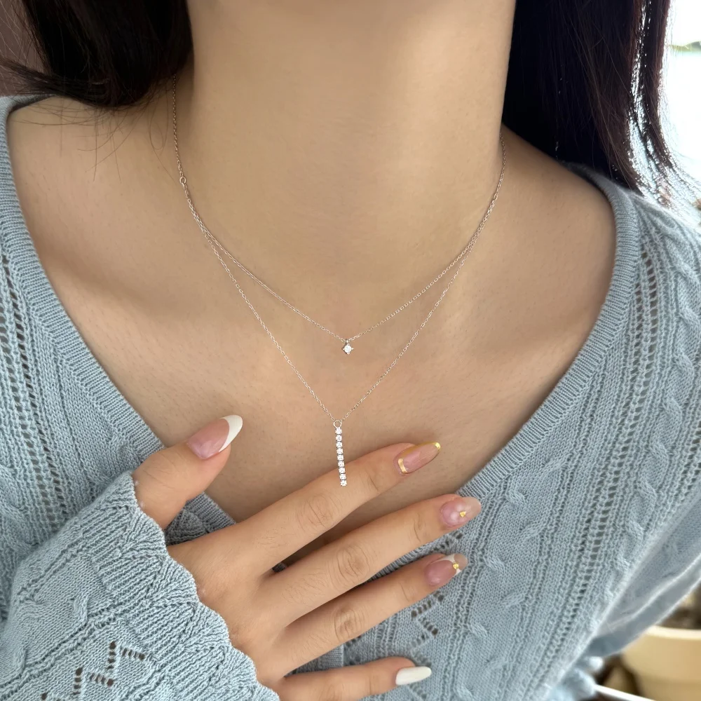 KAKODIY High Quality Fashion Boutique 925 Sterling Silver Chain Rhodium 18K Gold Electronic Coating Electroplating Rod Shape 5A Zirconia Pendant Necklace detail 3