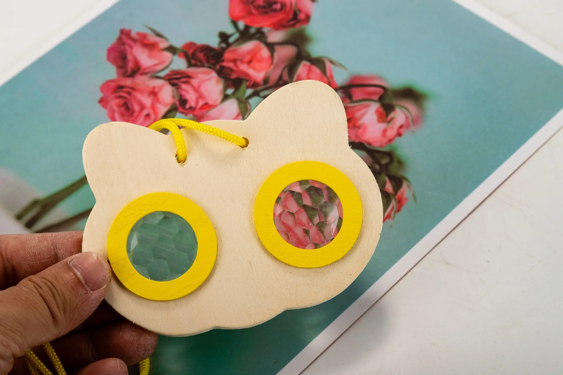 Детские Мультяшные деревянные калейдоскопические очки «сделай сам» для