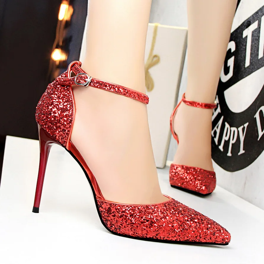 Bridal Shoes Red Sparkly Heels For Prom Wholesale Colors 7cm 9cm