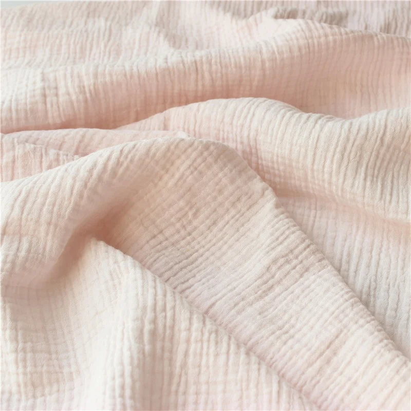 Hot sale soft baby crinkle crepe organic 100% cotton double gauze muslin fabric rolls