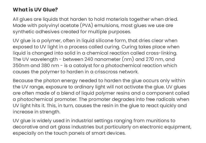 Bonding and Welding Glue Super UV Glue Glass UV Glue