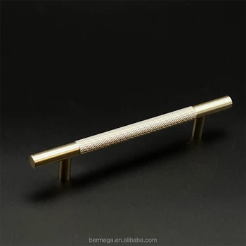 Custom Aluminum Cnc Machining Cabinet Door Knurled Handle Knob Brushed Brass Bedroom Cabinet Drawer Furniture Handles