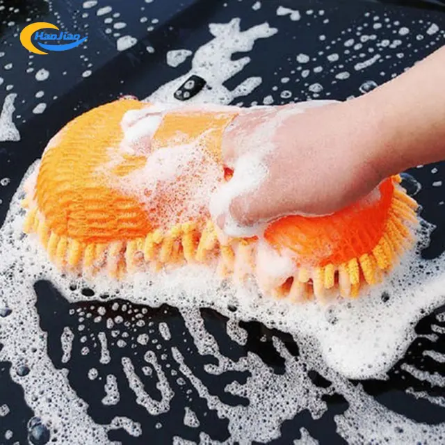 Microfiber Car Wash Pad Plush Chenille and Mesh Cleaning Sponge Auto Detailing Car Care Washing Pad Foam Sponge