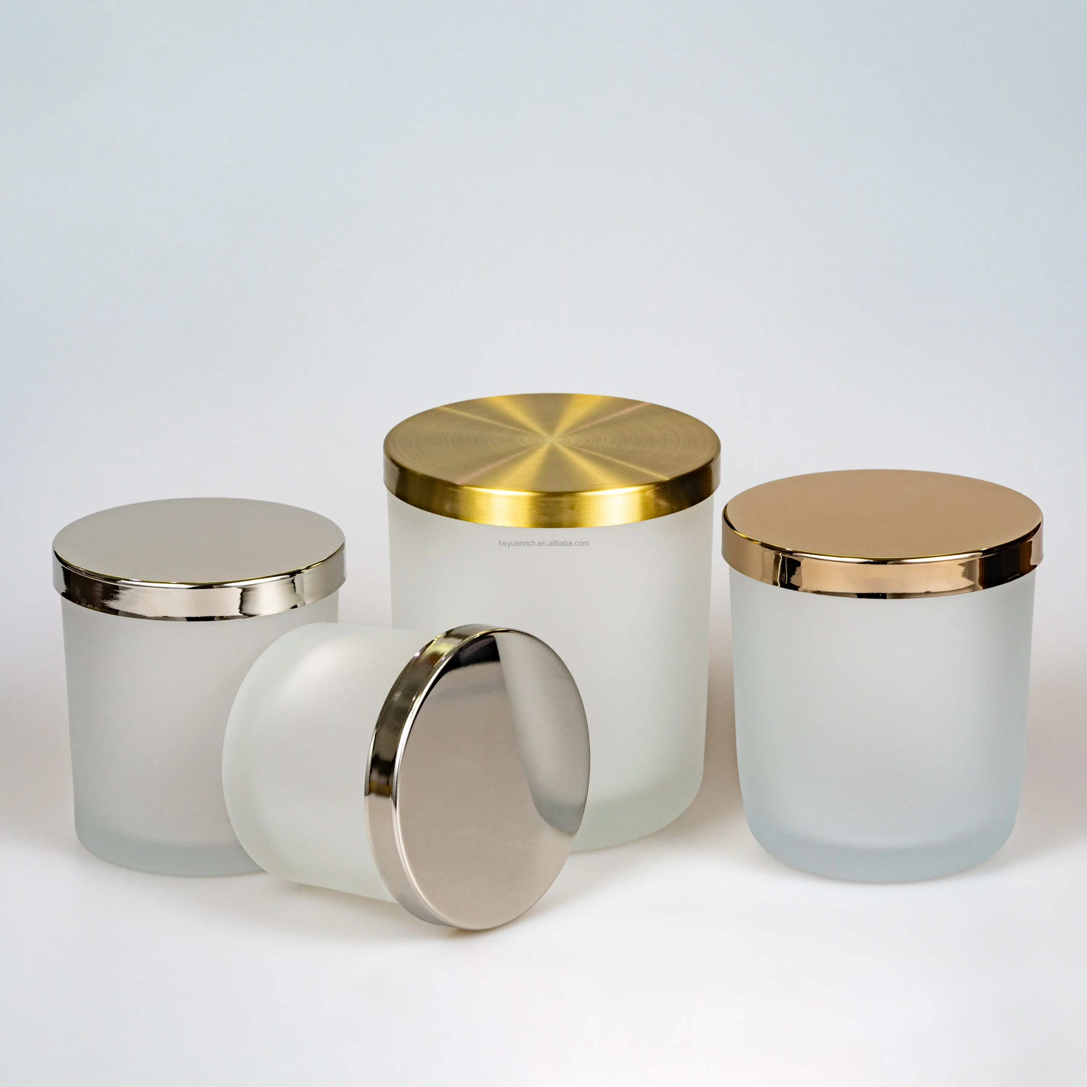 12.5oz Frosted Cambridge Glass Candle Tumbler Jar With Brushed Gold Lid ...