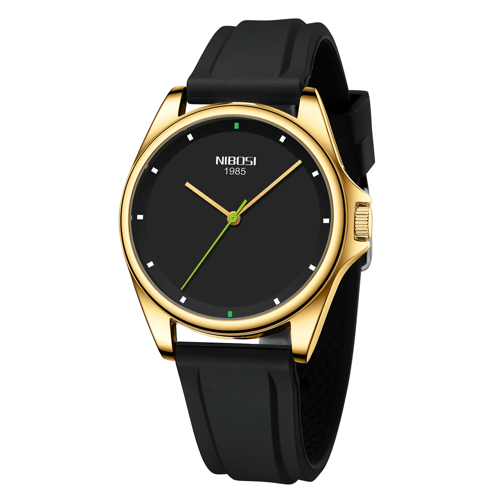 NIBOSI 2570 Customize Logo Simple Design Classical Sports Quartz Watches Silicone Band Men Wristwatches