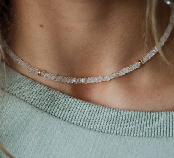 Zooying Blue Moonstone Faceted Rondelle 