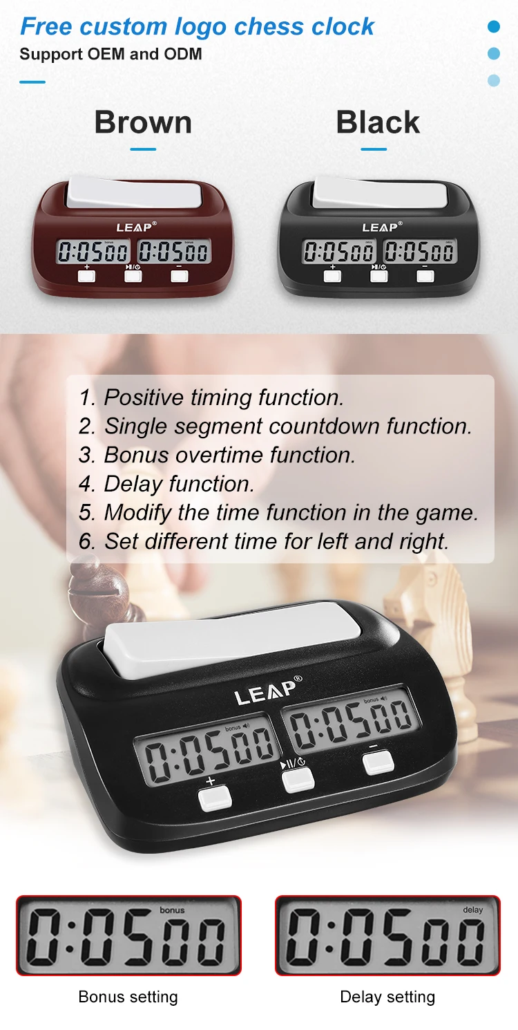 LEAP Digital Easy Chess Clock with Increment and Delay PQ9907S Chess Clock Digital