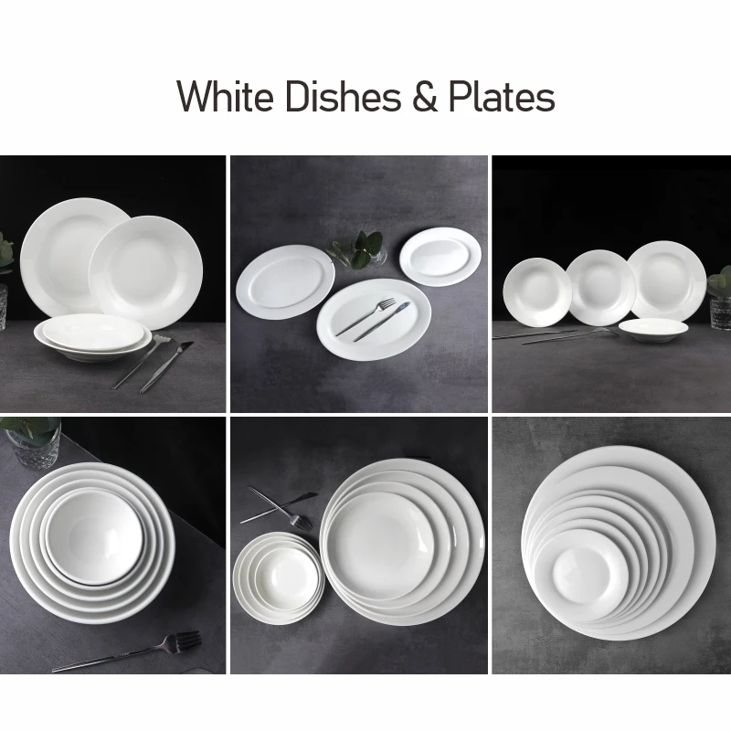 Wholesale Scalloped Edge China Luxury Modern Restaurant Porcelain Nordic White Dish Set Ceramic Plates for Wedding