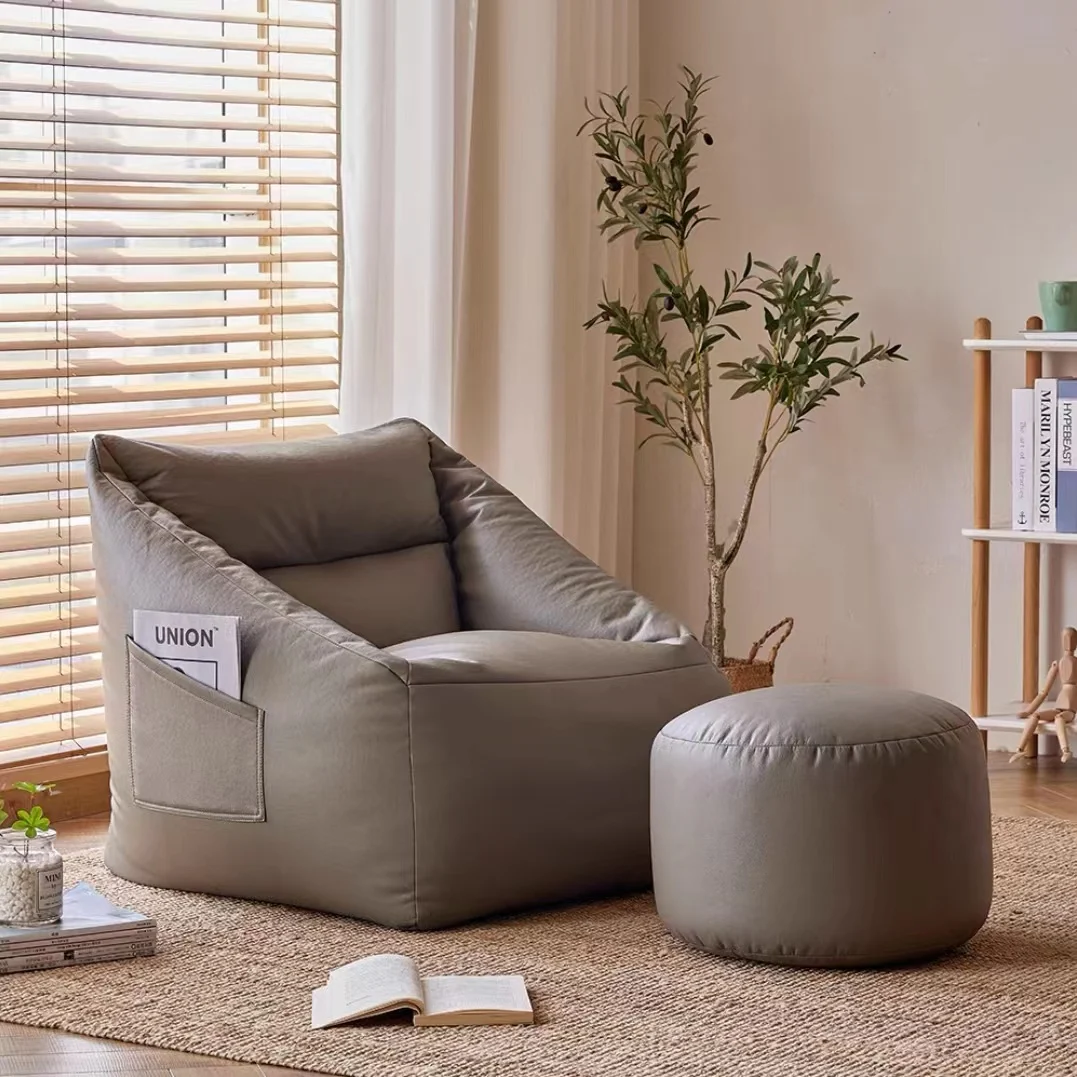 High Quality Modern Furniture Lazy Sofa Lounge Chair Fashion Living Room Chair Bean Bag with Ottoman