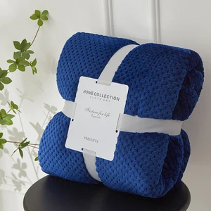 High Quality Wholesale Polyester Fibre Winter Soft and Thick Solid Color Household Sofa Cover Bed Pineapple Check Blanket