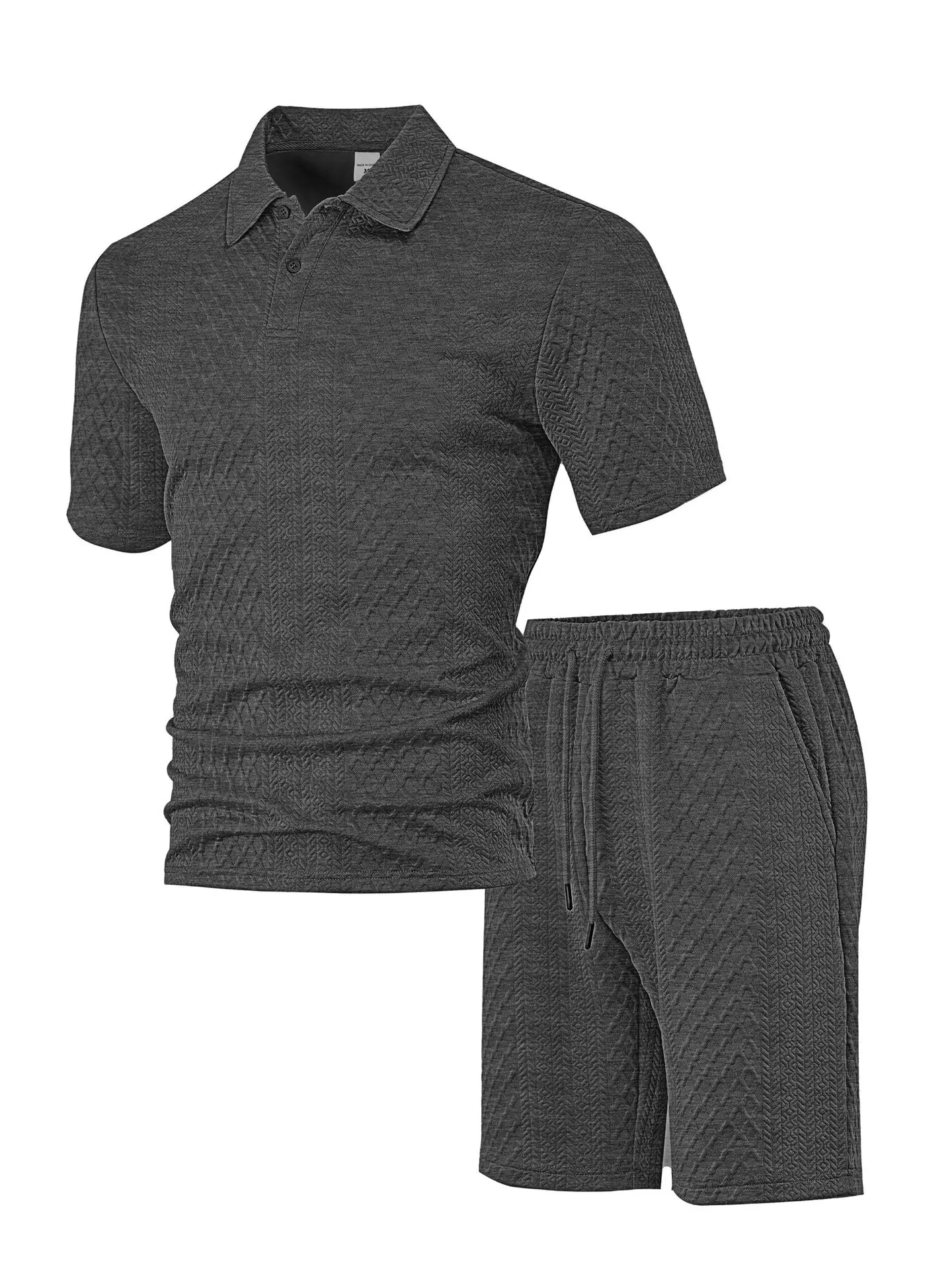 2026 New Style Men's Casual Suit Featuring a Lapel Patterned Texture Short Sleeved Polo aperçu 14
