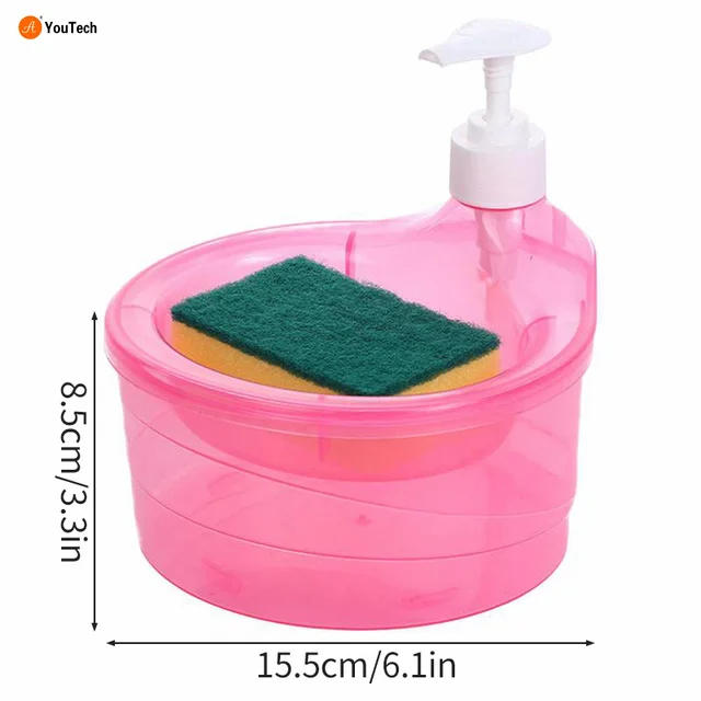 Dish Soap Dispenser With Cleaning Sponge Kitchen Liquid Soap Dispenser Sponge Caddy Pump