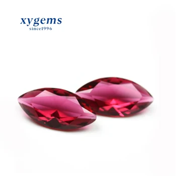 Low MOQ Big Size 7*14mm Rose Red Color Faceted Marquise Glass Gems