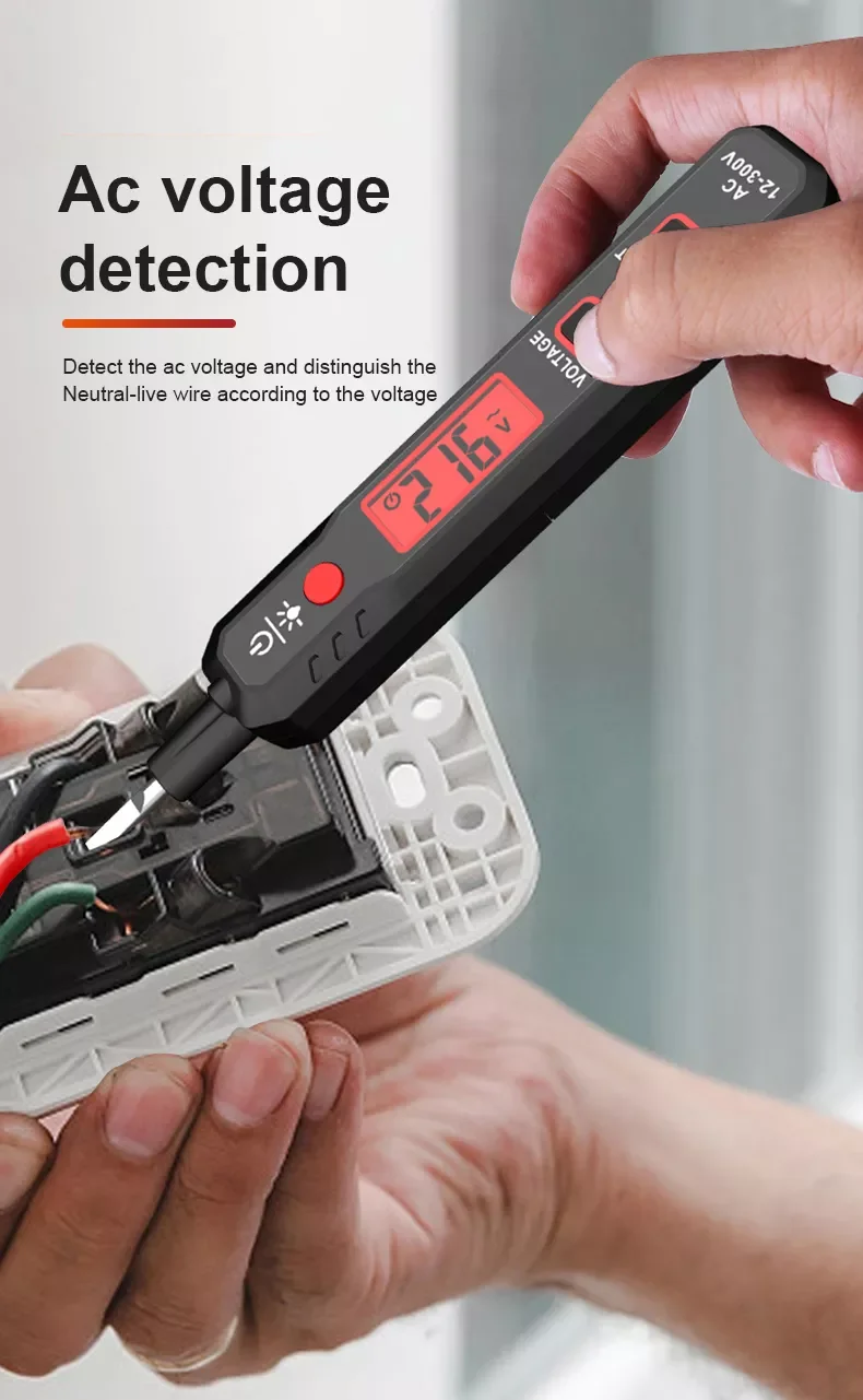 LCD Display AC Voltmeter Voltage Tester LCD Display Flash Light AC Voltage Detector