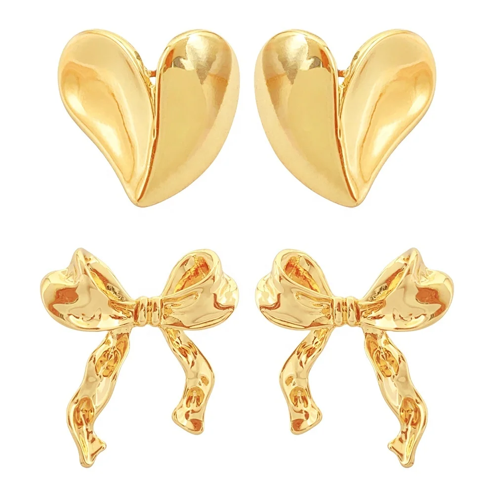 2026 Trend Different Desgin Hot Sale Gold Plated Heart and butterfly Shaped New Fashion Drop Earrings for Women and Girls