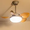 Ventilateur de plafond 26 pouces à fréquence variable, motif bois gris, 5 pales, télécommande avec variateur d'intensité.