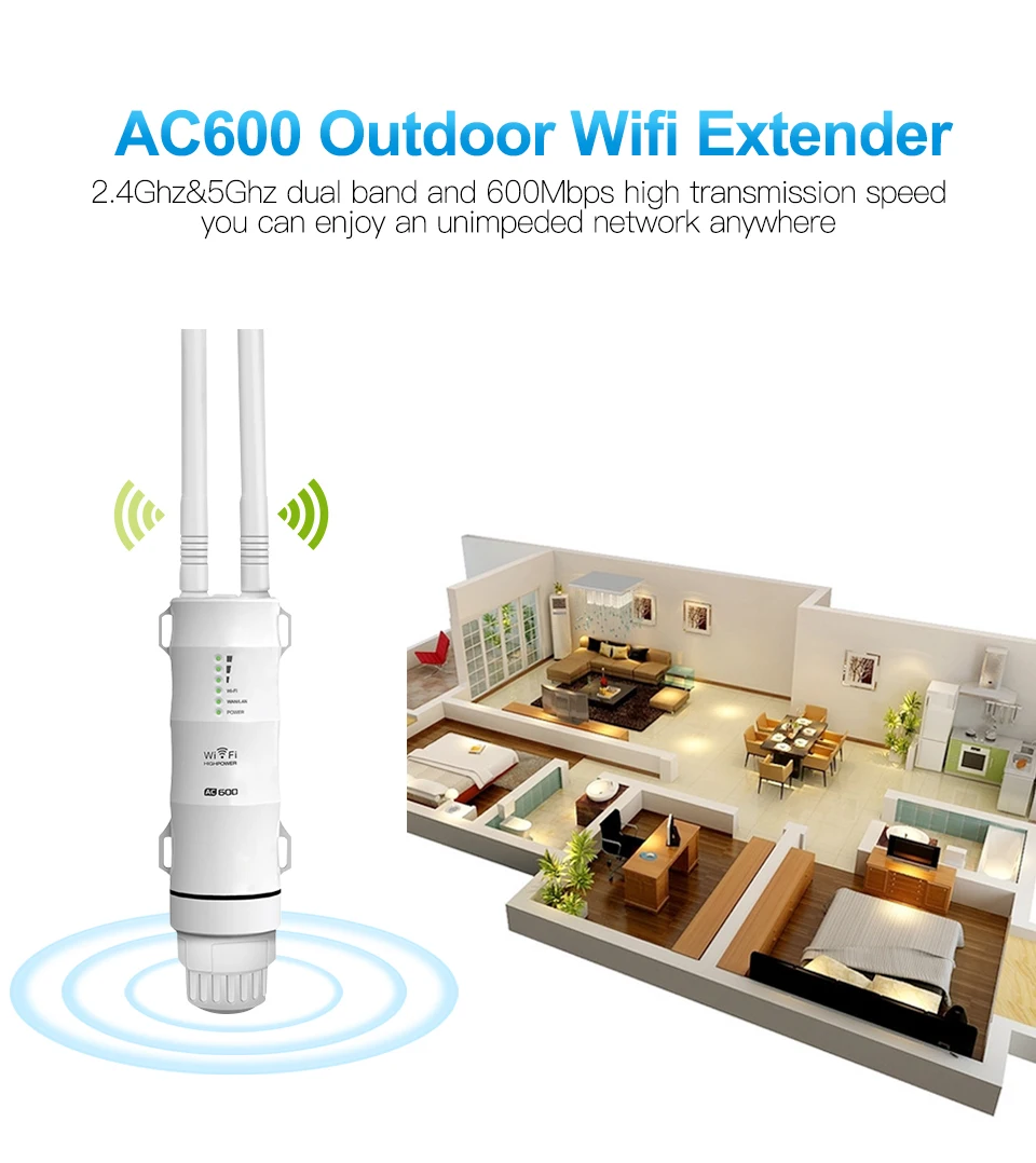 Уличный Wi-Fi ретранслятор, усилитель Wi-Fi дальнего действия 5G Ultraboost, усилитель Wi-Fi AC600, беспроводная точка доступа маршрутизатора