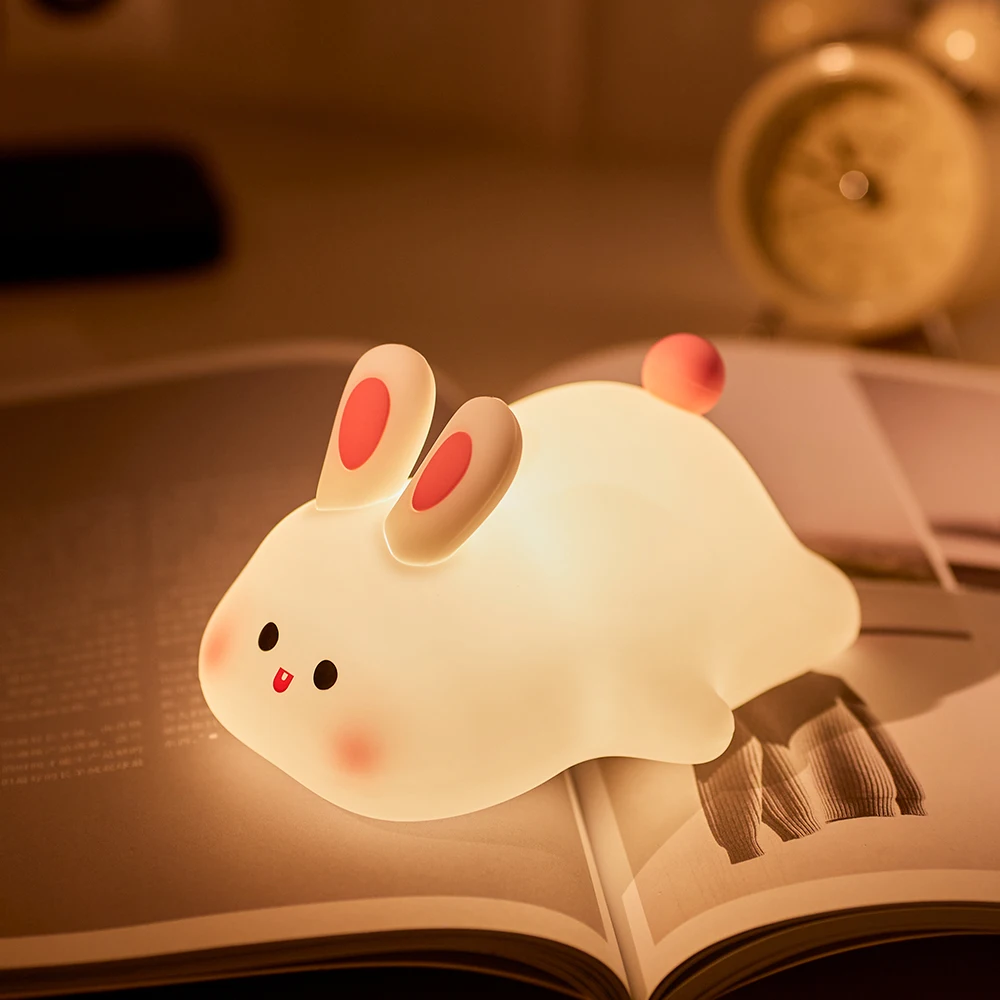 Mini Rechargeable Bunny Silicone Night Light - Soft Touch LED Lamp