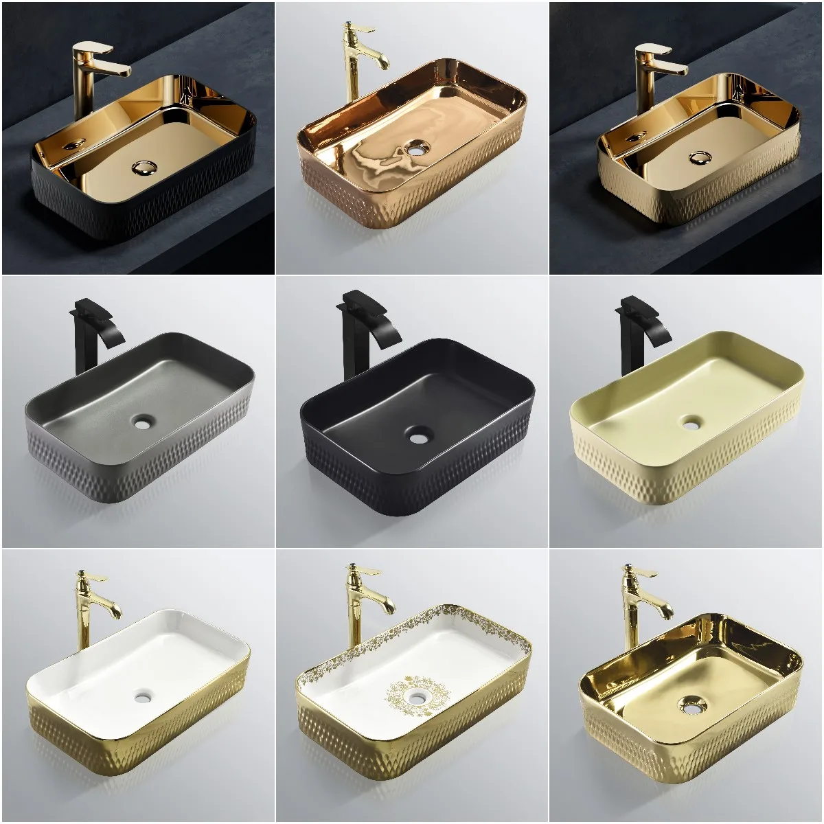 Factory hight quality colour sanitary ware easy clean gold-plated countertop wash hand basin bathroom ceramic sink for hotel factory