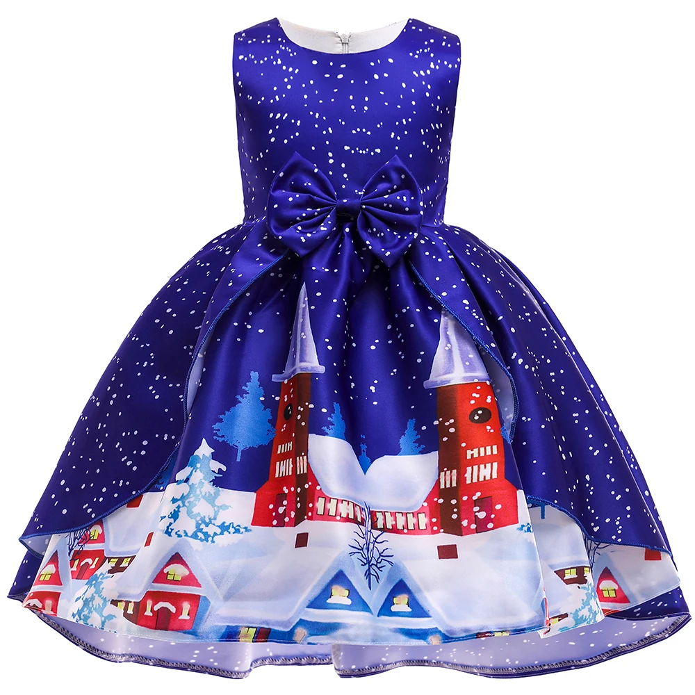 Red Kids Girls Christmas Dress - Santa Claus Print Party Outfit for New  Year  Fashionable Holiday Costume for Children