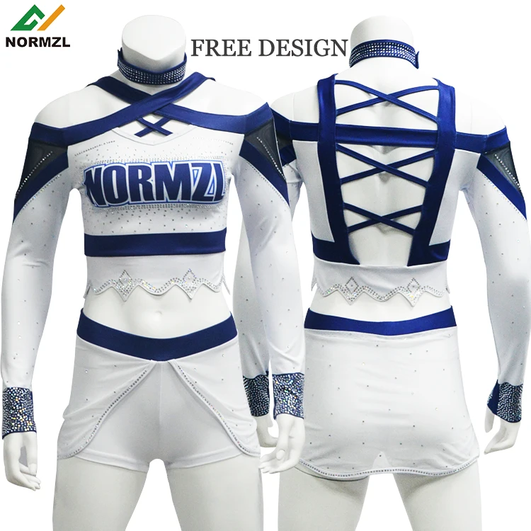 Free Design Cheer Dance Uniform Custom Sparkle Diamond Wholesale Cheerleading Outfit Girls Cheerleader Uniform
