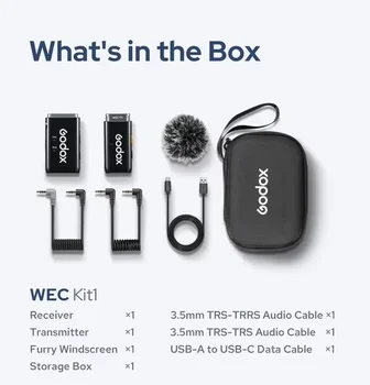 Godox WEC KIT1 KIT2 Wireless Lavalier Microphone for IPhone,Plug and Play, Noise Cancelling Lapel Mic with 656ft Transmission detail image