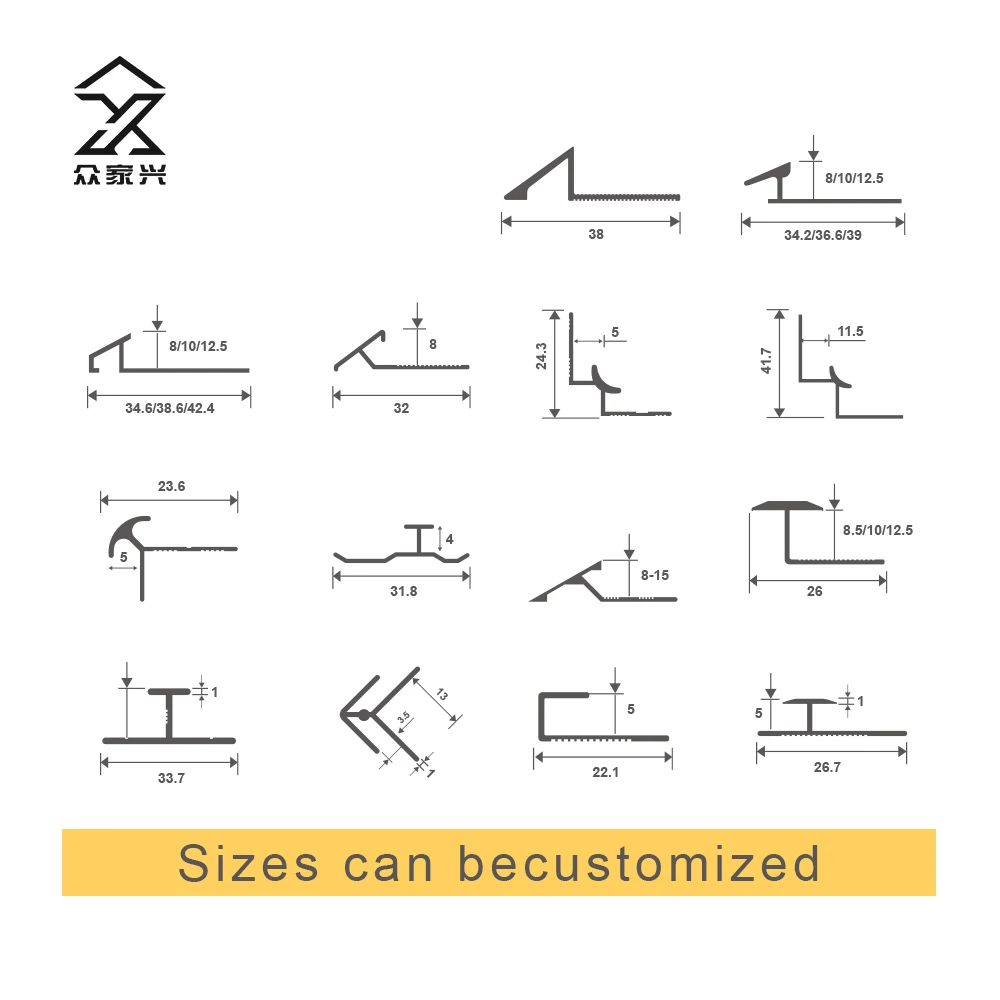 Extrusion Curved Floor Trim Transition Strip Edge Aluminum Alloy Floor Tile Trim supplier