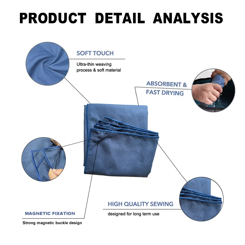 Serviette De Plage Magnétique Microfibre Séchage Rapide - Idéal Sport Plein Air Voyage