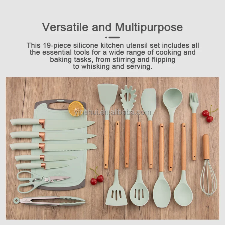 Dinnerware Sets 19piece Set Of Silica Gel Kitchen Utensil Set With