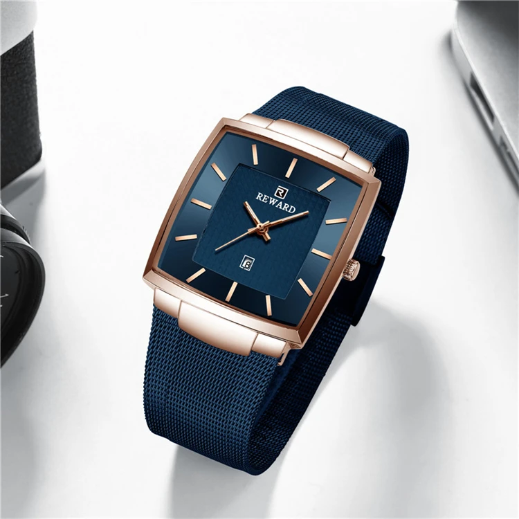 For Men REWARD 62009 Special Male Quartz Watch Activity Mesh Band Waterproof Auto Date Simple Business Watch Kit