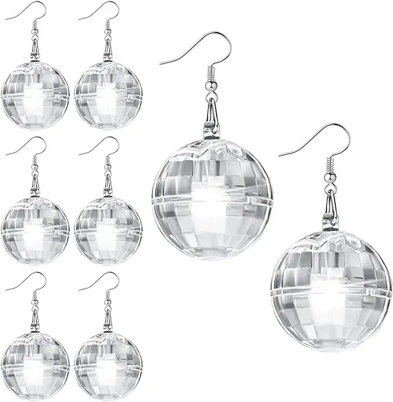 Led Light Up Disco Round Ball Earrings Led Flashing Christmas Mini Disco Ball Earrings Led Disco
