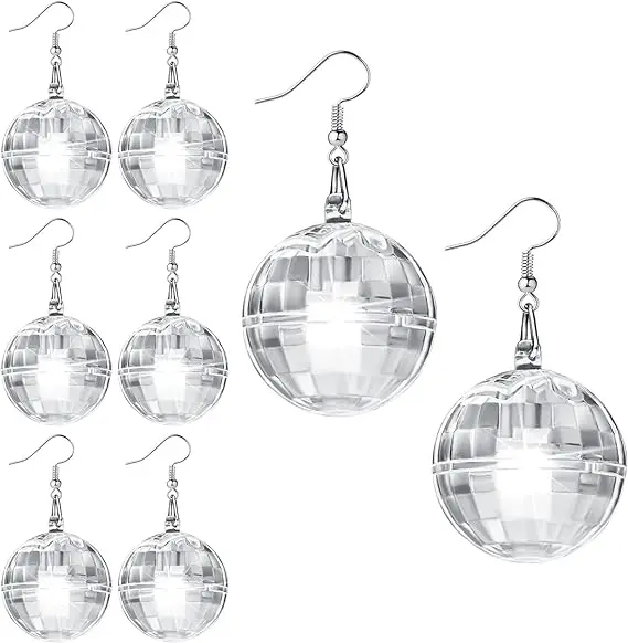 Led Light Up Disco Round Ball Earrings Led Flashing Christmas Mini