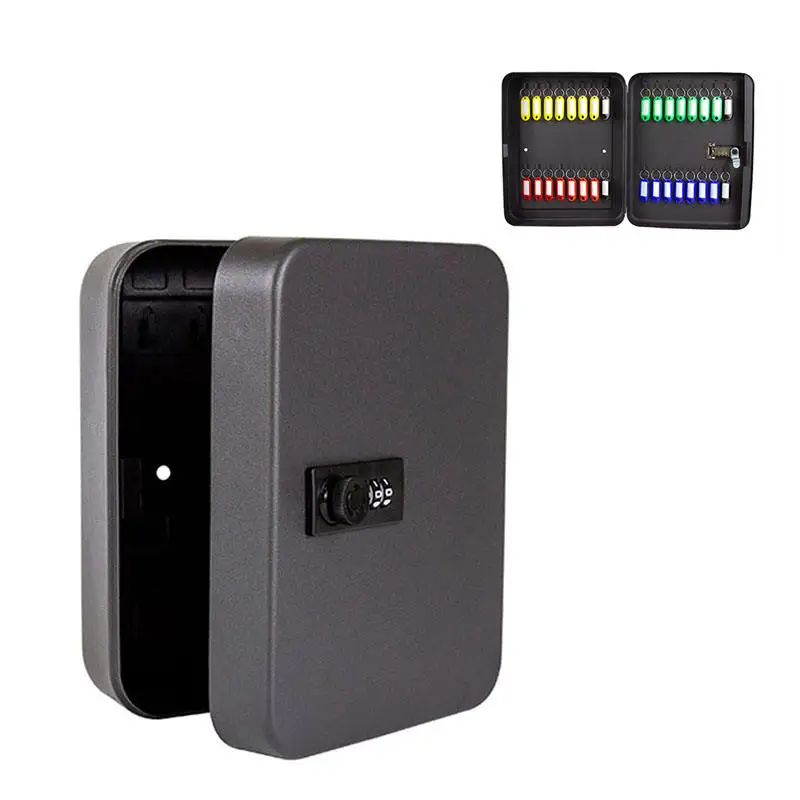Popular wall-mounted key storage lock box – black metal key cabinet with a password lock