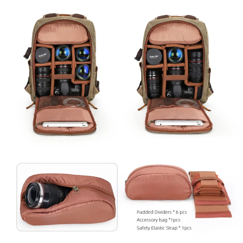 canvas leather dslr backpack Camera Waxed Camera Backpack Waterproof Backpack it can accommodate not only camera accessories Waxed Canvas Camera and Lens