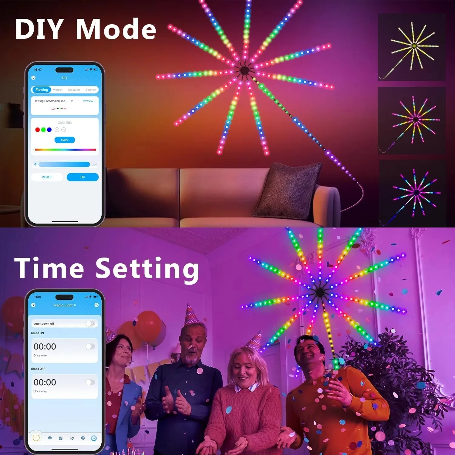 Flexible Intelligent LED Firework Lights Music-Enabled Remote Control for Christmas Parties Festivals Popular for Landscape