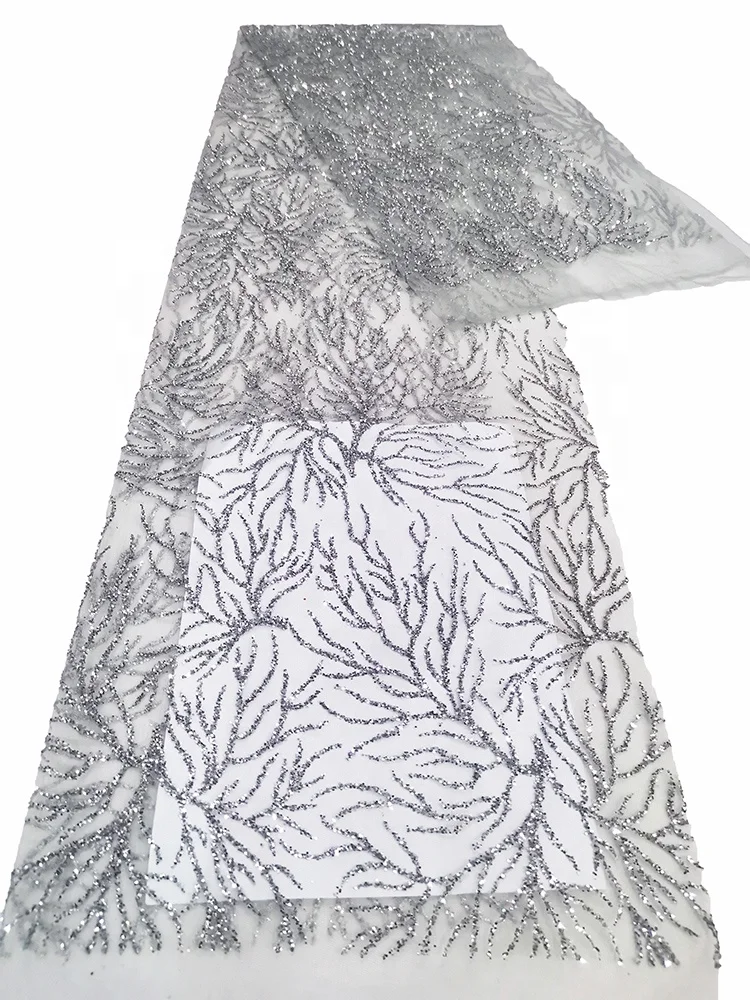 Lace Fabric Factory Wholesale New Shining Sequin Glitter Tulle Bangkok Lace Fabric