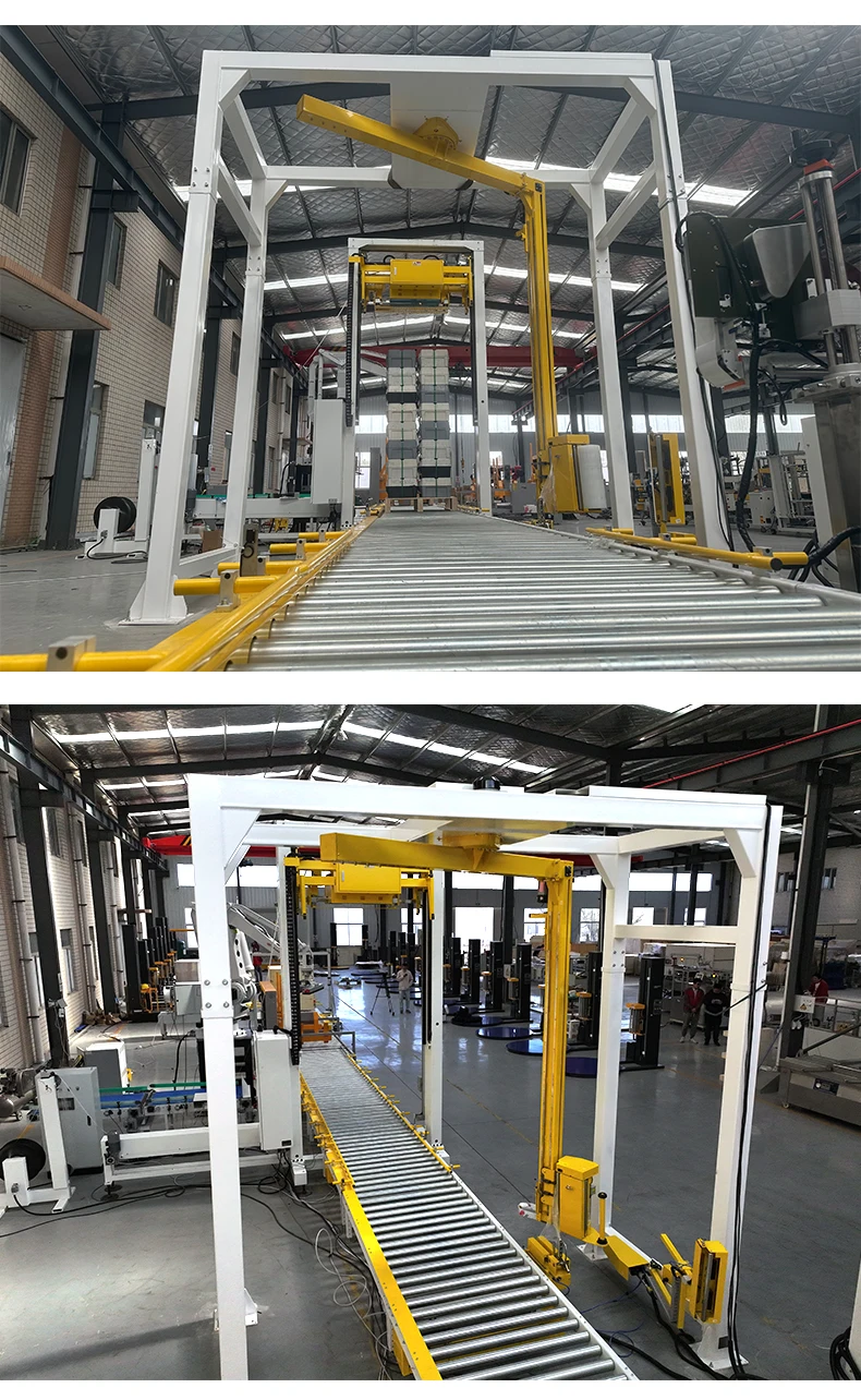Automatic Robot Palletizer Pallet Strapping and Wrapping Machine ...