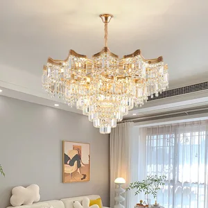 Nordic Living Room hang Lamp Modern Luxury Golden Crystal Chandelier Led for Living Room Bedroom