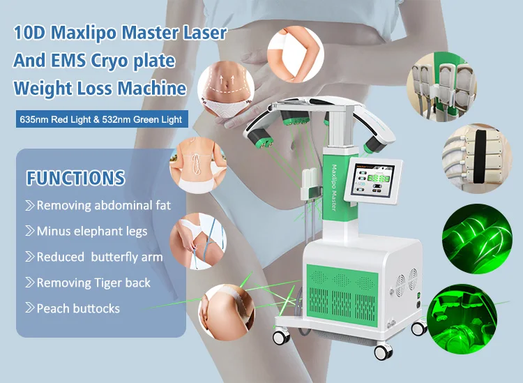 10D Diode Laser Slimming Device Stationary Red Green Light 532nm/635nm 2-in-1 Fat Dissolving Slimming Machine for Commercial Use