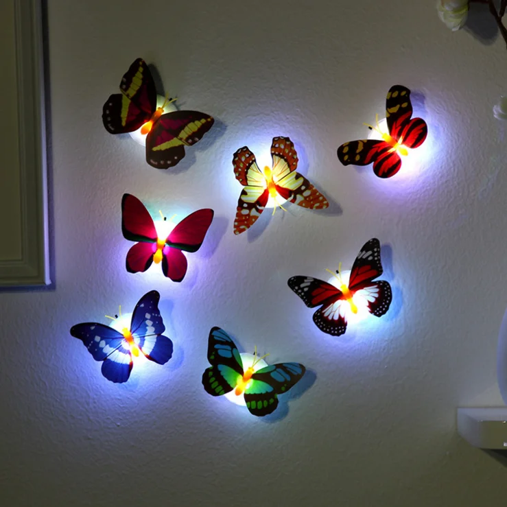 Wholesale wedding decoration 3D butterfly night lamps USB Mini LED home decor lighting Small Square Night Light