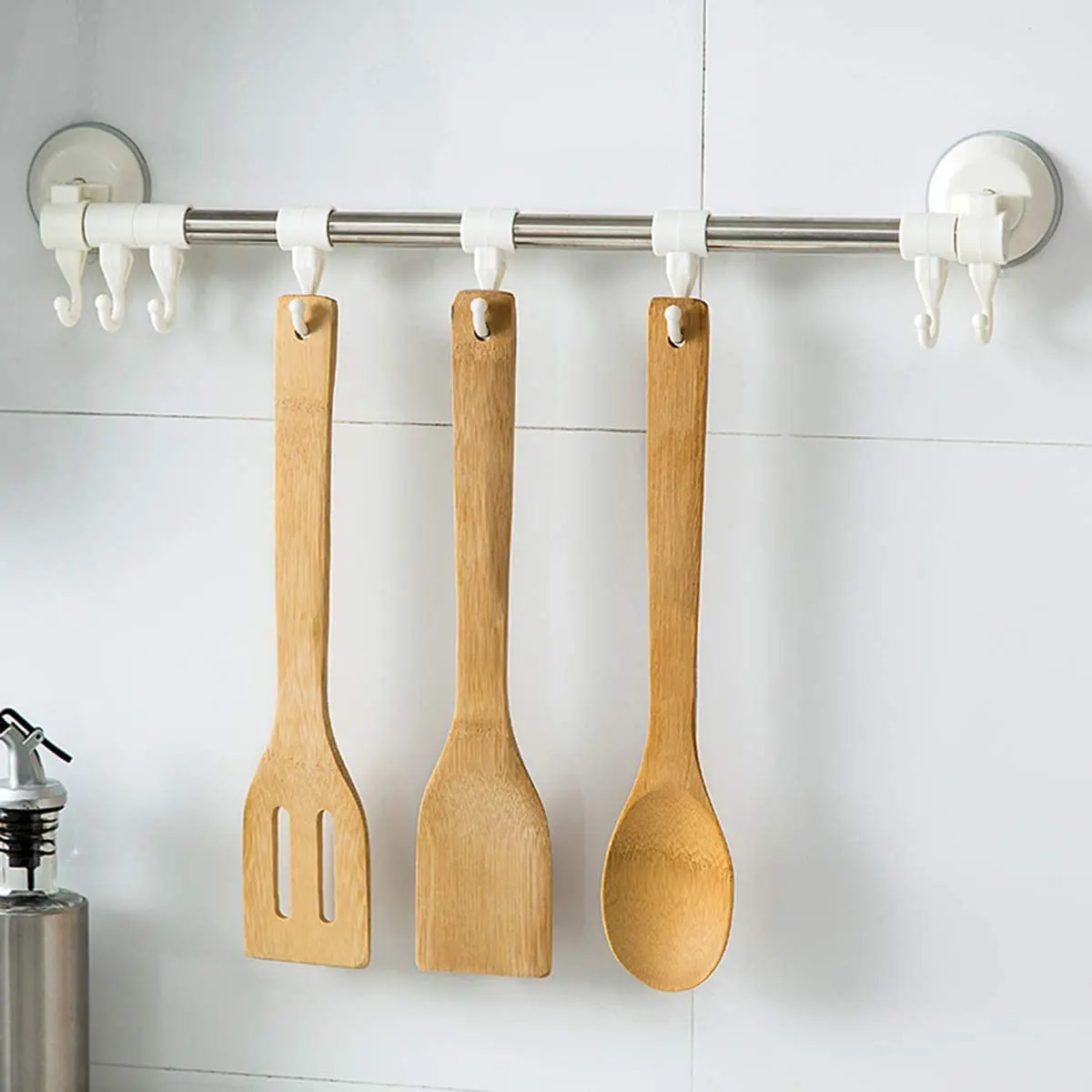 Bamboo Utensils Set - 9 Pack Kitchen Utensils Set with Holder Bamboo Spoons Spatula for Cooking utensils