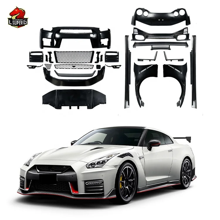 Car Body Kit GTR GTR35 Upgrade To Nism Style Half Carbon Plastic Car Bumper For Nissan Front Rear