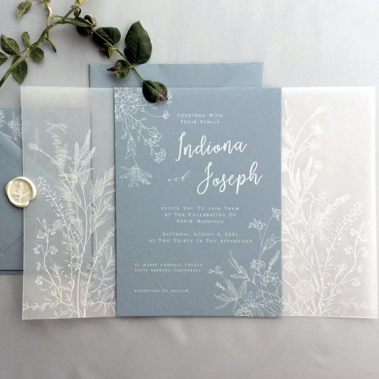 Wholesale Custom Printed Translucent Vellum Invitation Jacket Vellum