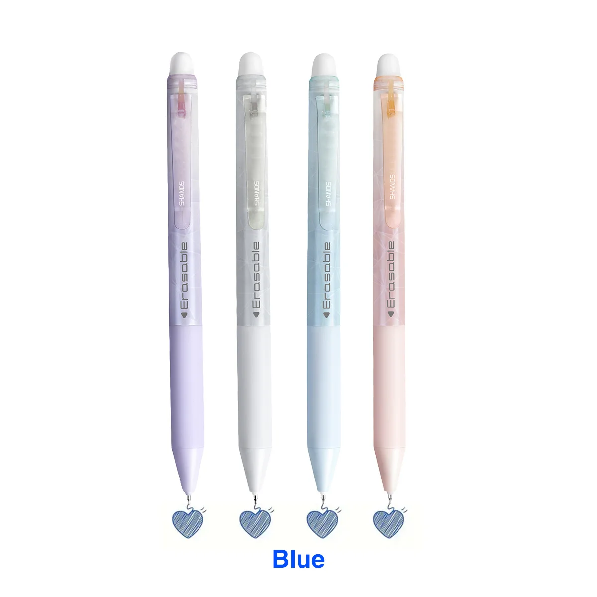 4PCS Each SHANDS Simple Solid Color 0.5mm Neutral Pen Student Cute Erasable Signature Pen Office Gift Gel Pen with Smooth ST Tip