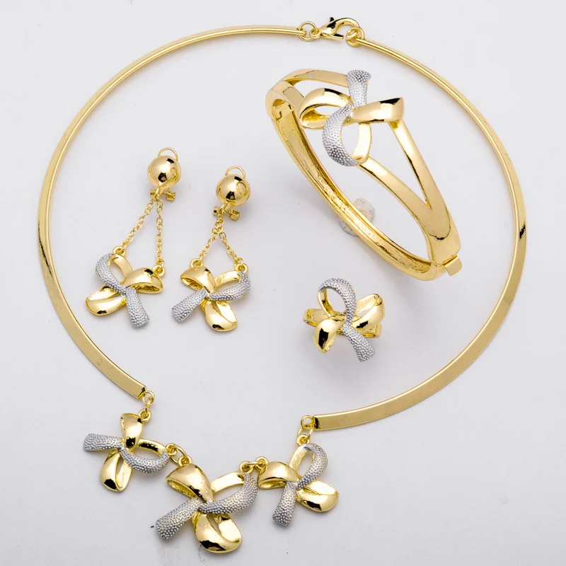Butterfly Bangles American Diamond Choker Necklace Set Gold