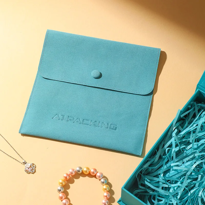 A1 Simple Luxury Square Jewelry Gift Box Set with Magnetic Snap Closure Blue Microfiber Bag for Popular Necklace Storage manufacture
