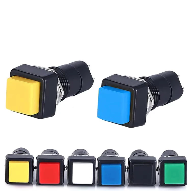 Interrupteur Bouton Poussoir Momentané 12V - Lot De 5, Carré 12mm, SPST, Réinitialisation Automatique, Rouge Ou Noir
